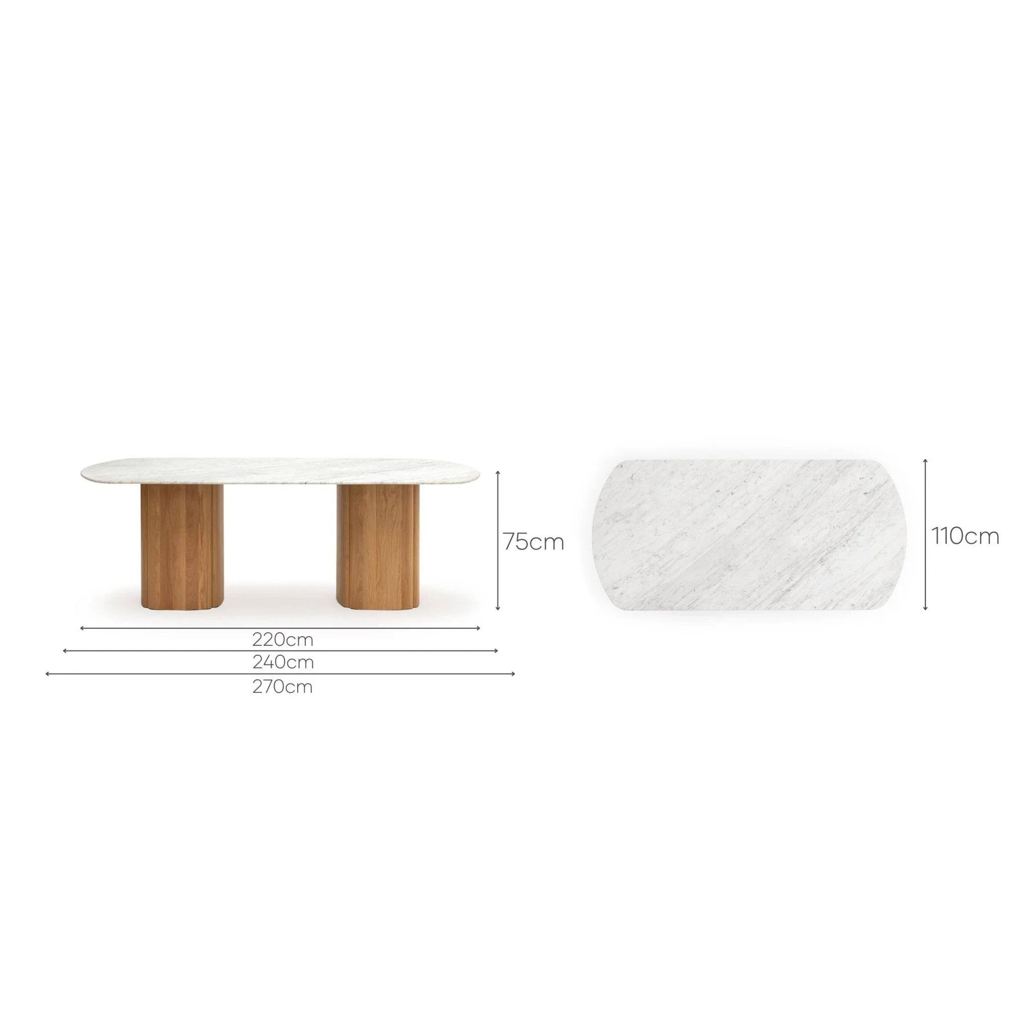 Tathra Table - Light Oak & Bianca Carrara - Image 12