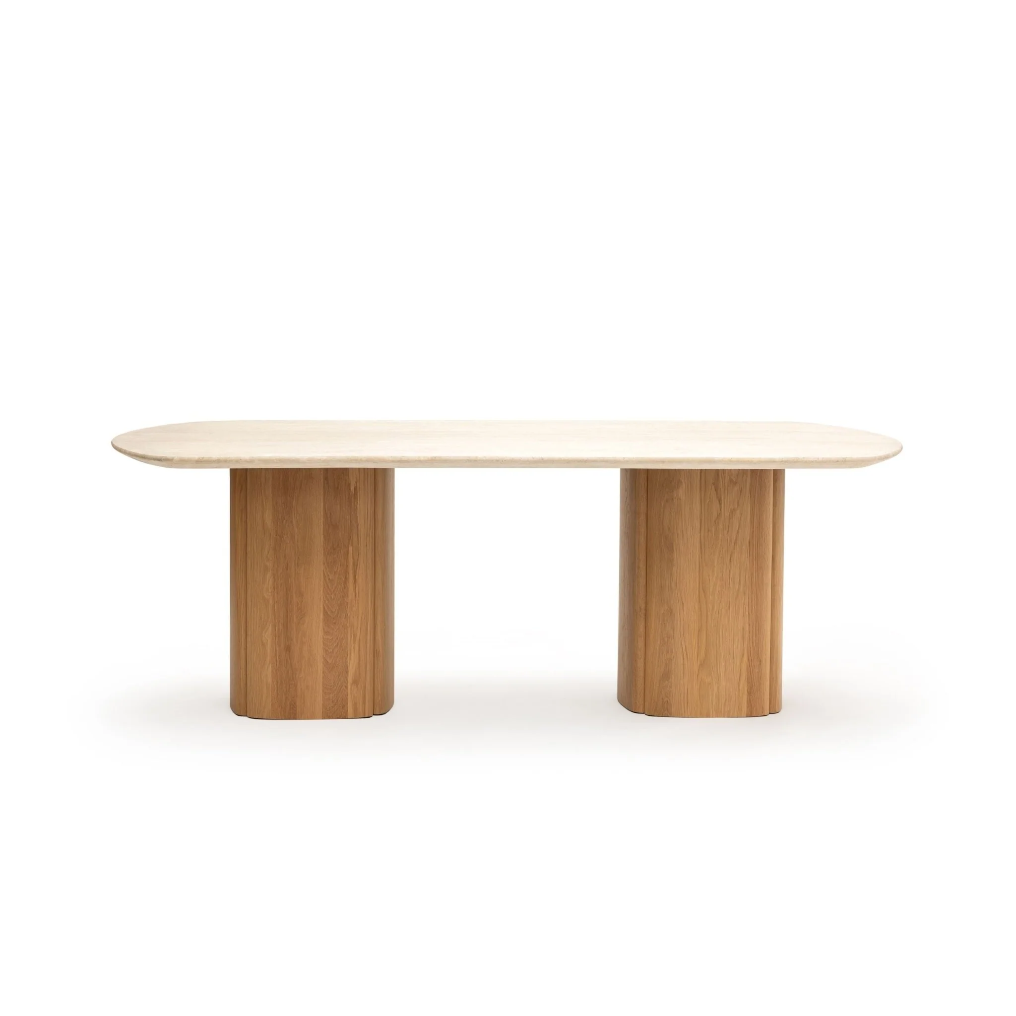 Tathra Table - Light Oak & Travertine