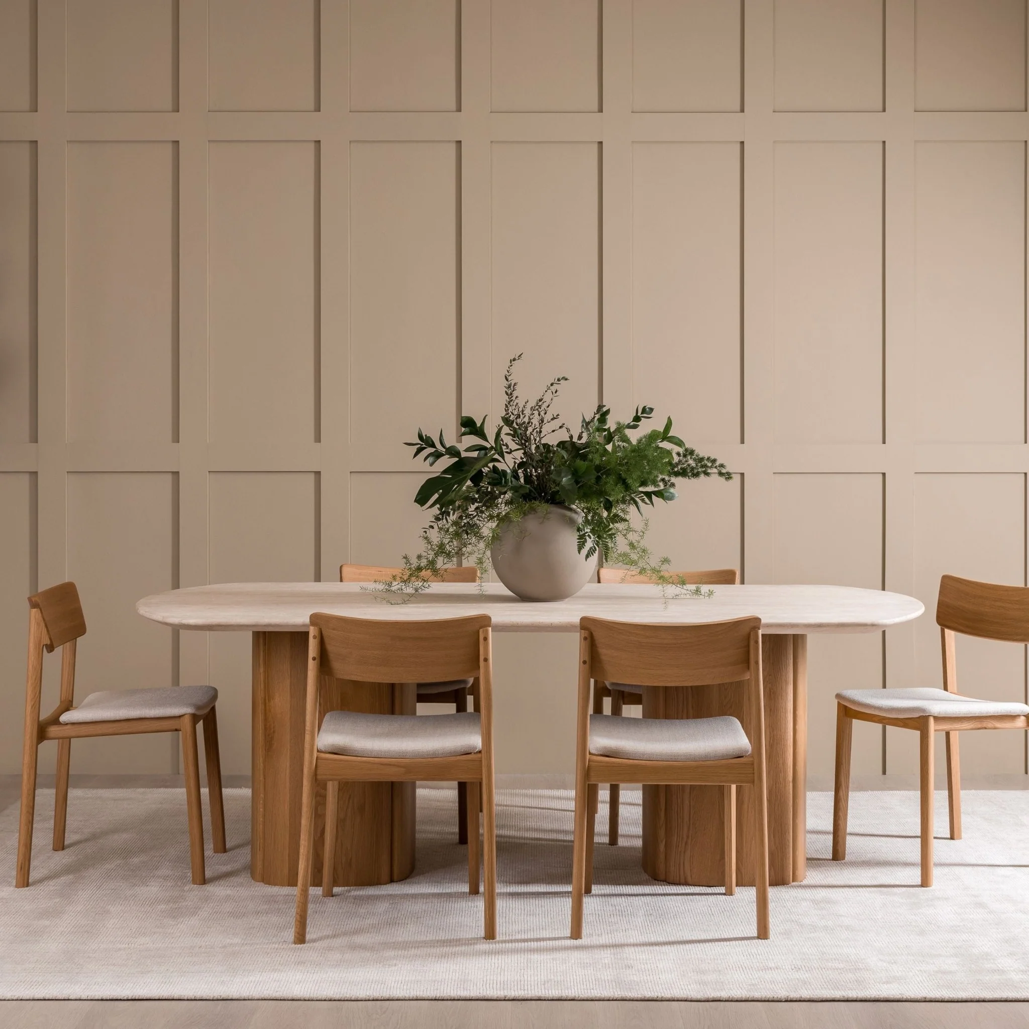 Tathra Table - Light Oak & Travertine - Image 2