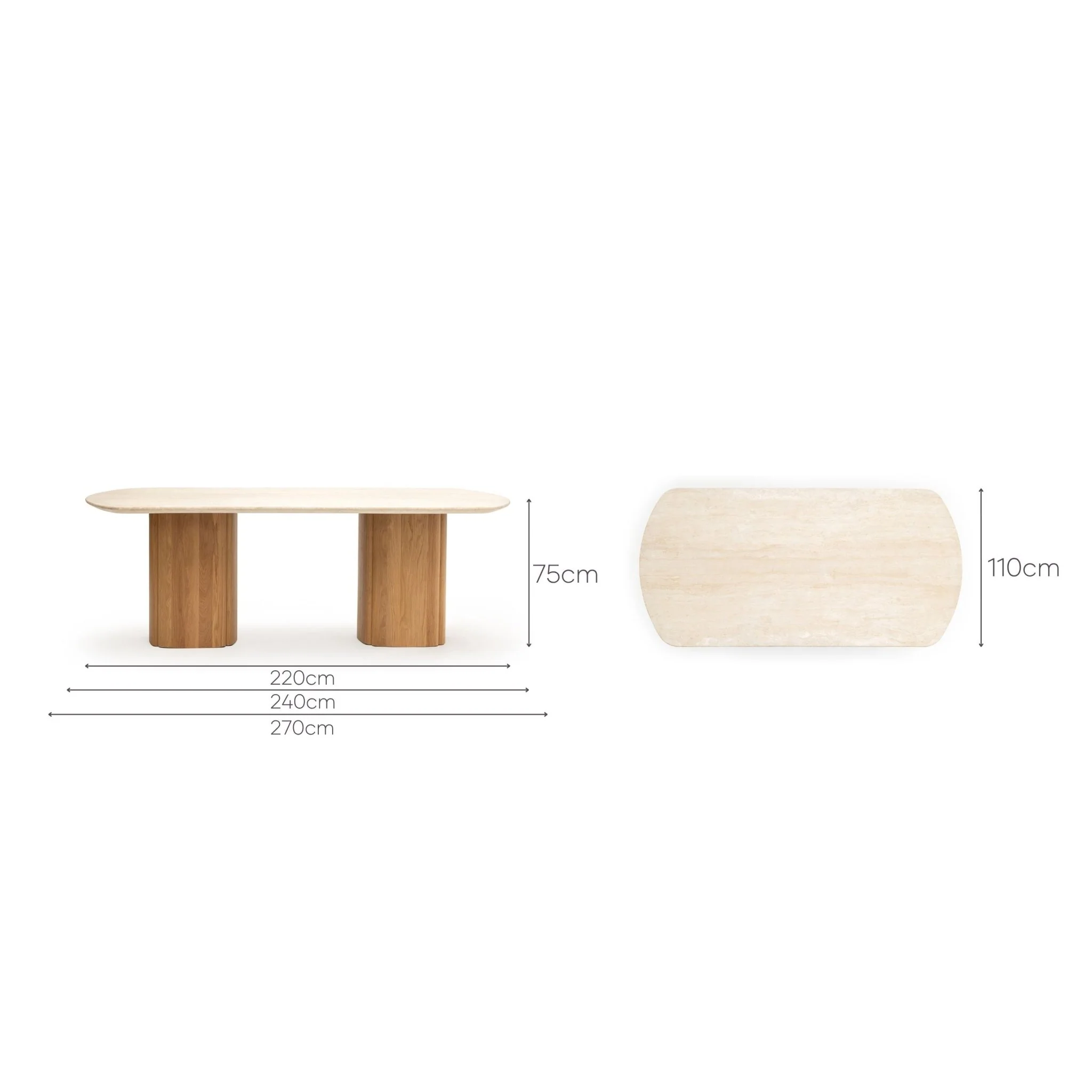 Tathra Table - Light Oak & Travertine - Image 20