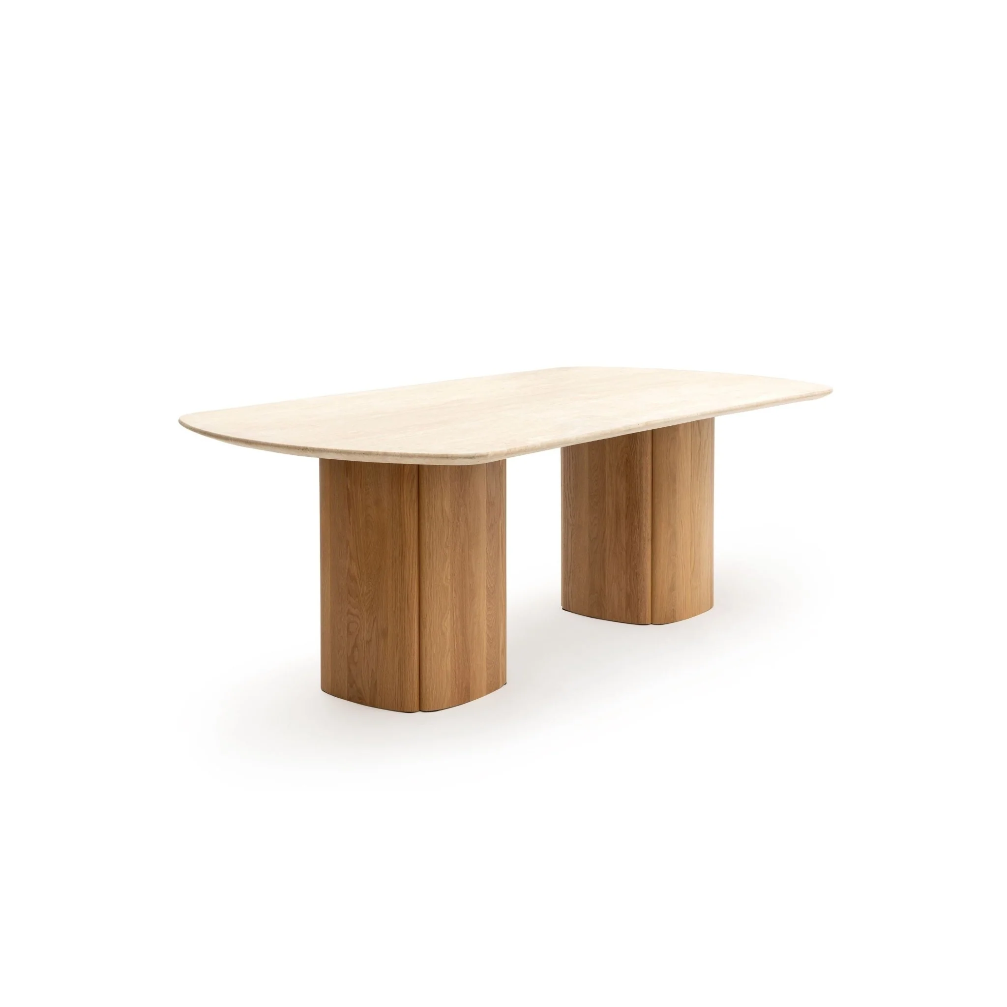 Tathra Table - Light Oak & Travertine - Image 3