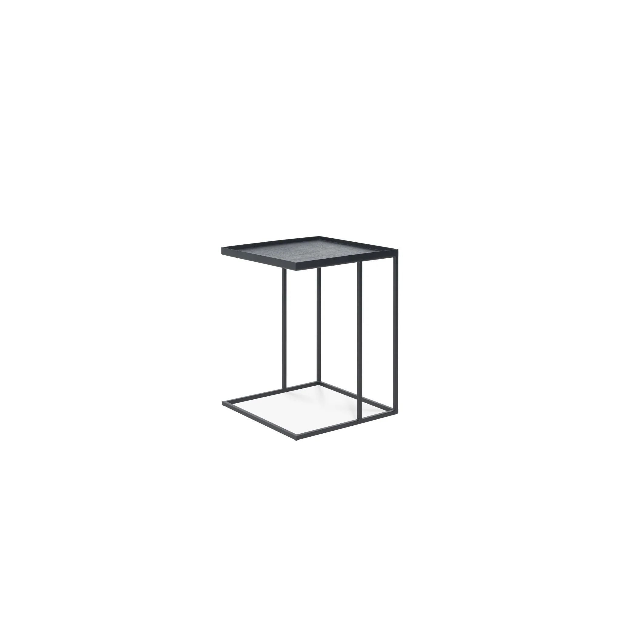 Tray Side Table - Varnished Wood - Black - Square