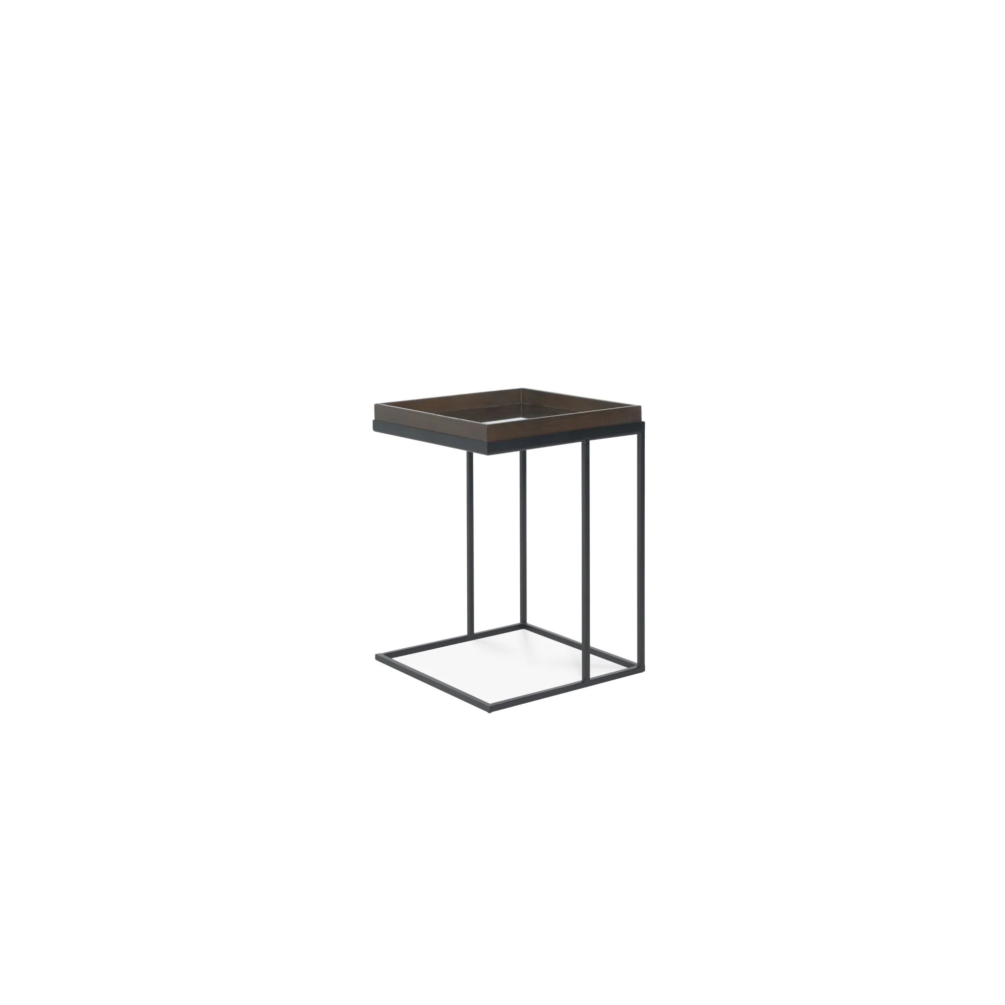 Tray Side Table - Varnished Wood - Black - Square - Image 4