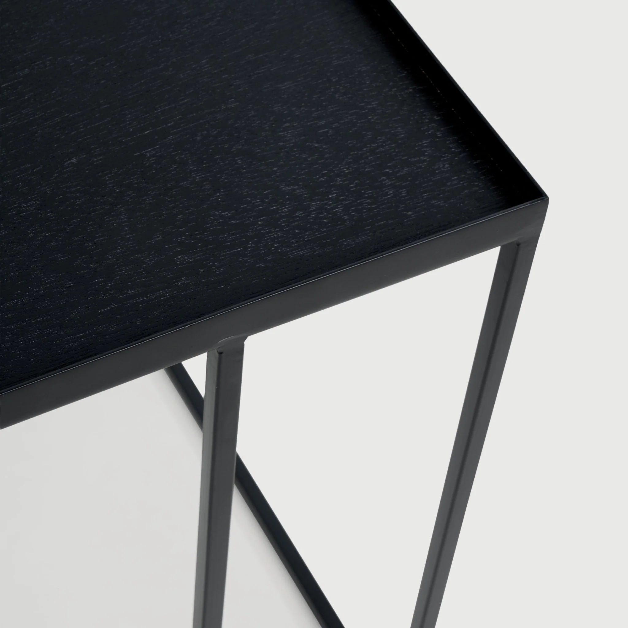 Tray Side Table - Varnished Wood - Black - Image 9