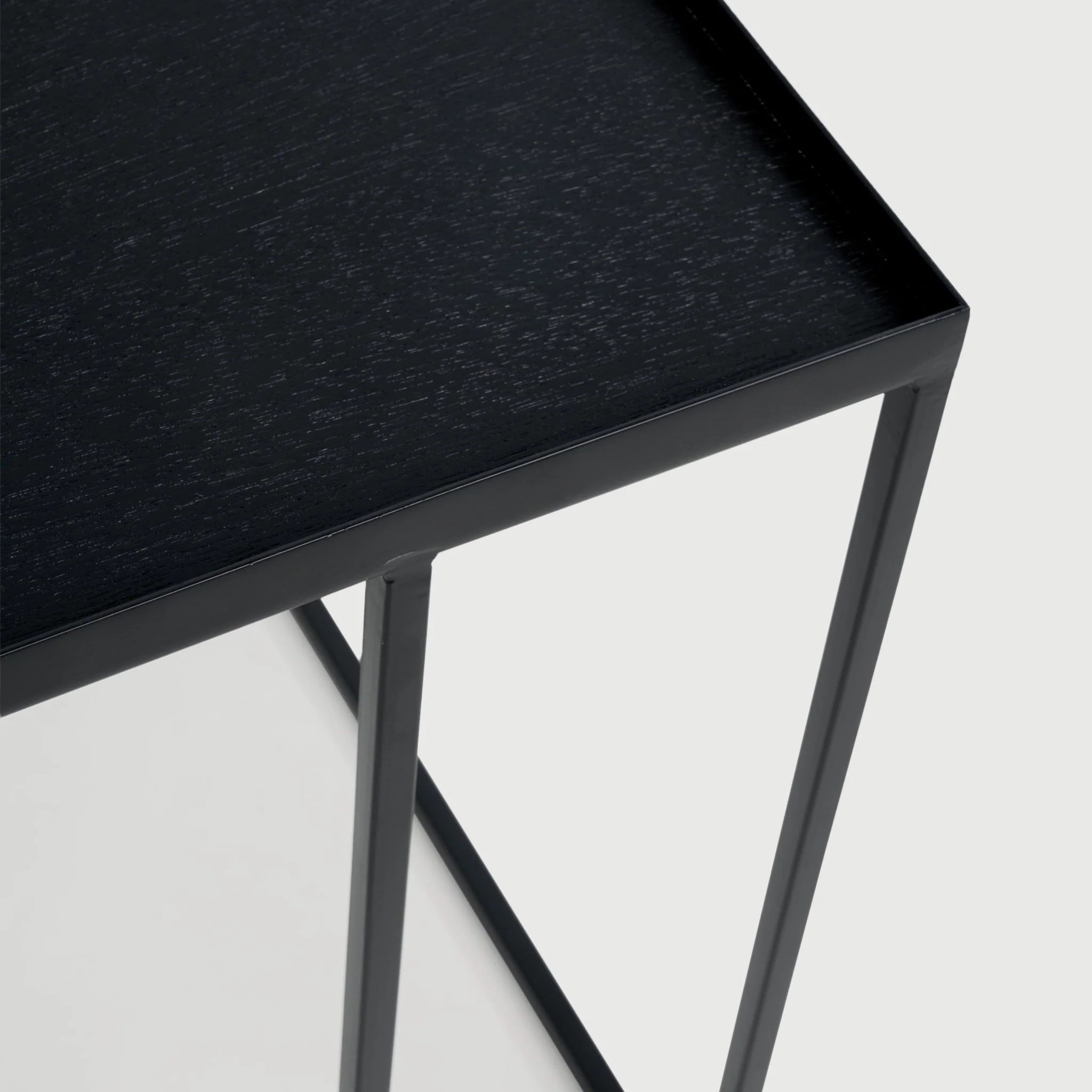 Tray Side Table - Varnished Wood - Black - Square - Image 11