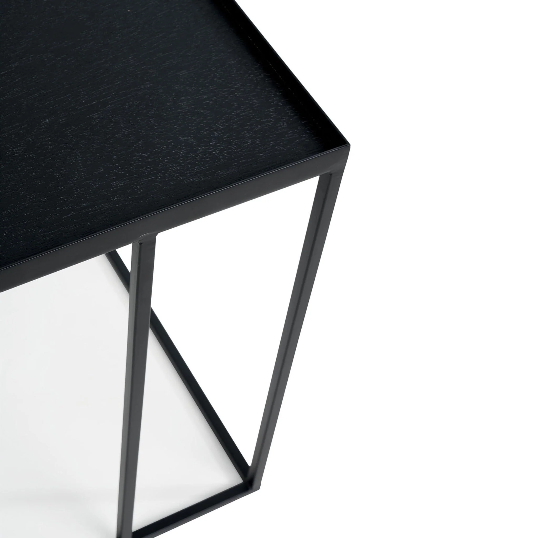 Tray Side Table - Varnished Wood - Black - Square - Image 6