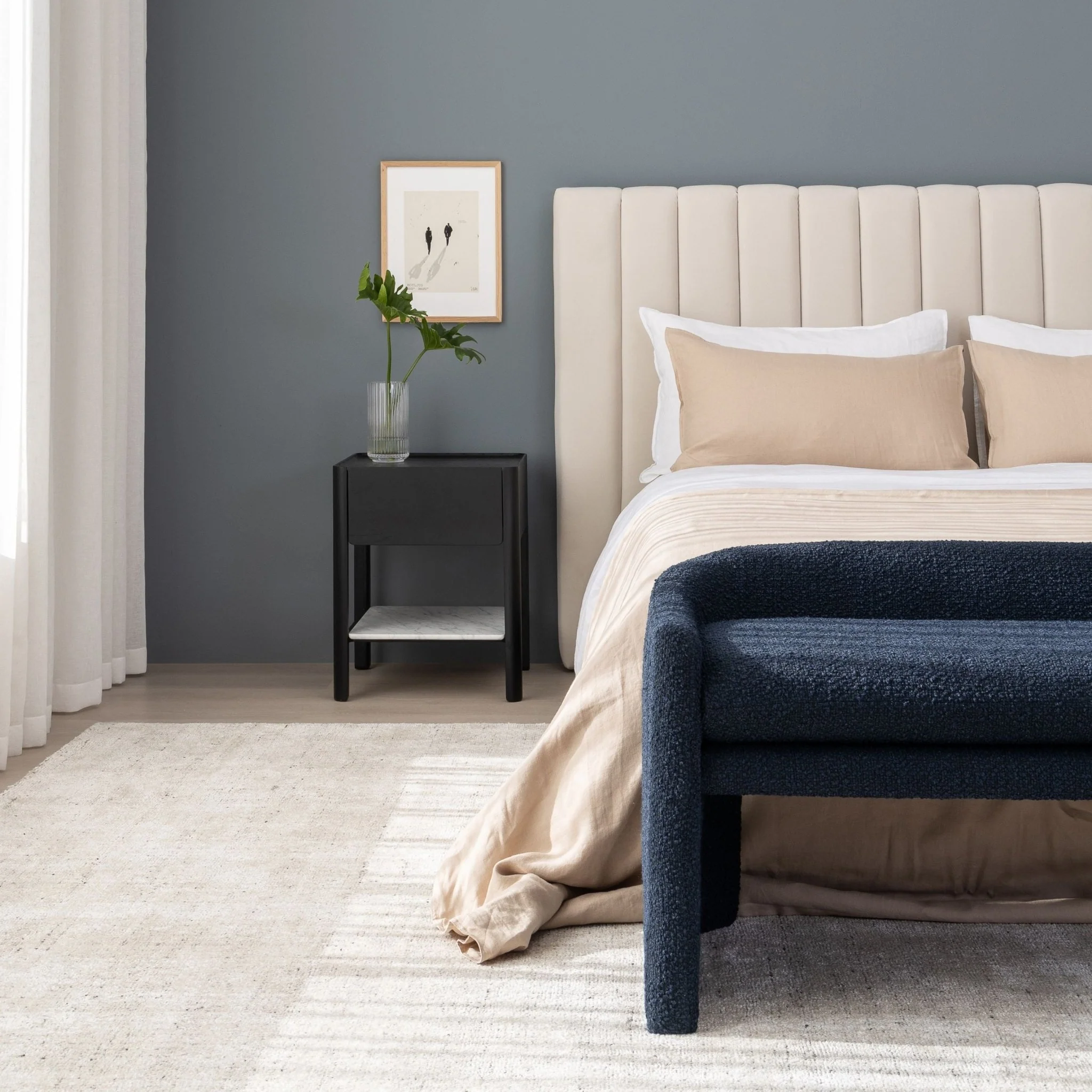 Tye Nightstand 60 - Black Oak & Bianca Carrara - Image 2