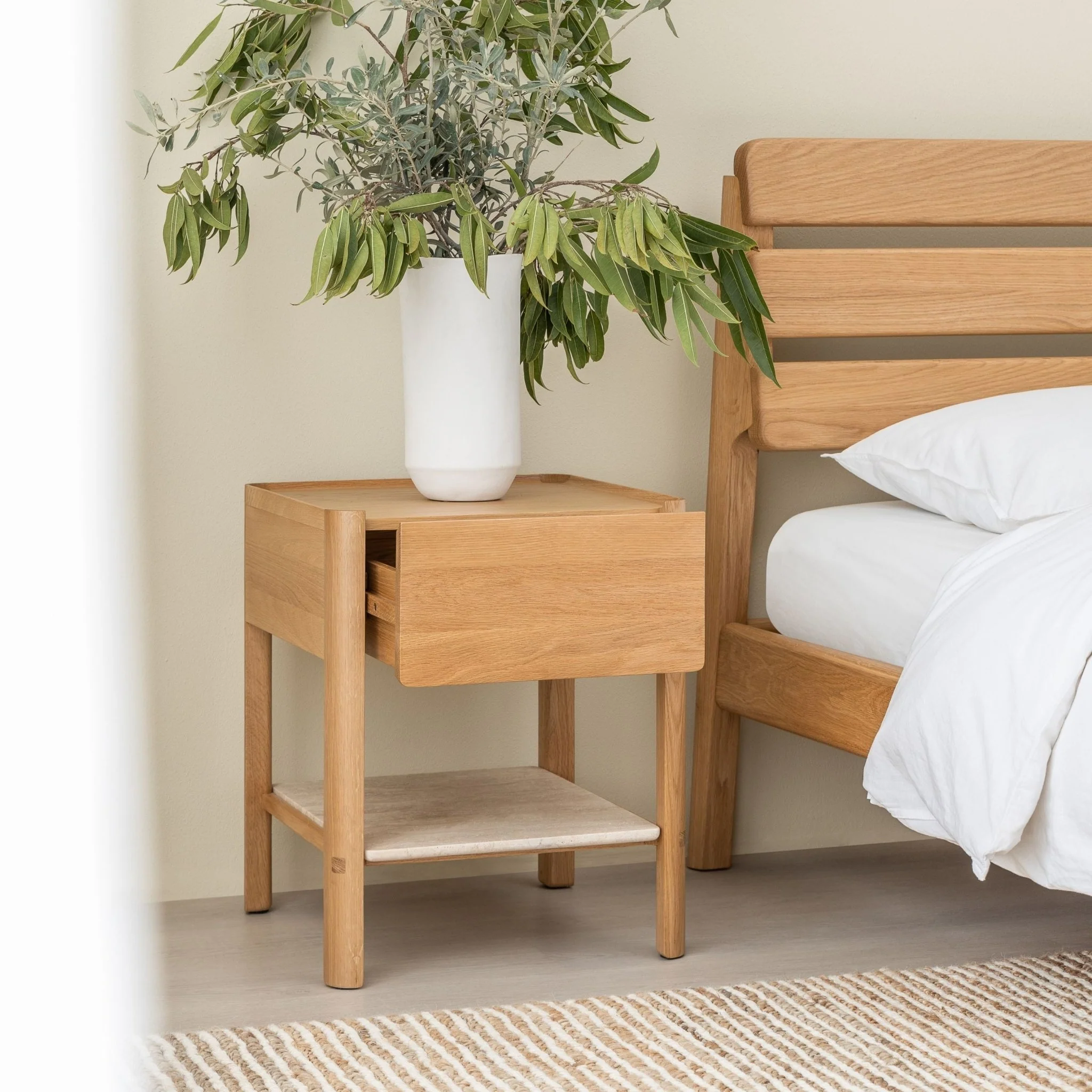 Tye Nightstand 45 - Light Oak & Travertine - Image 8