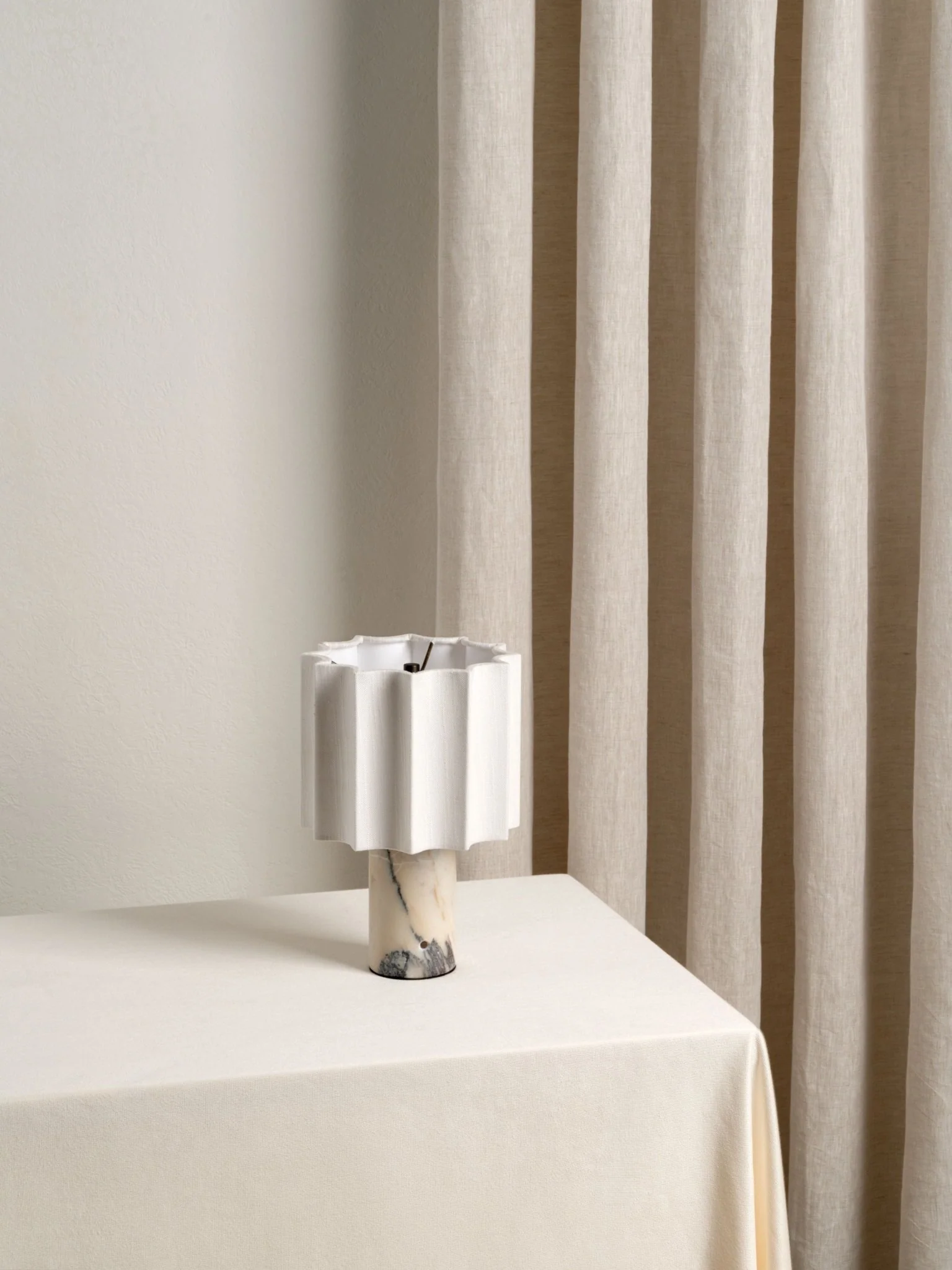 Valli - Viola Calacatta Marble And Linen Rechargeable Table Lamp