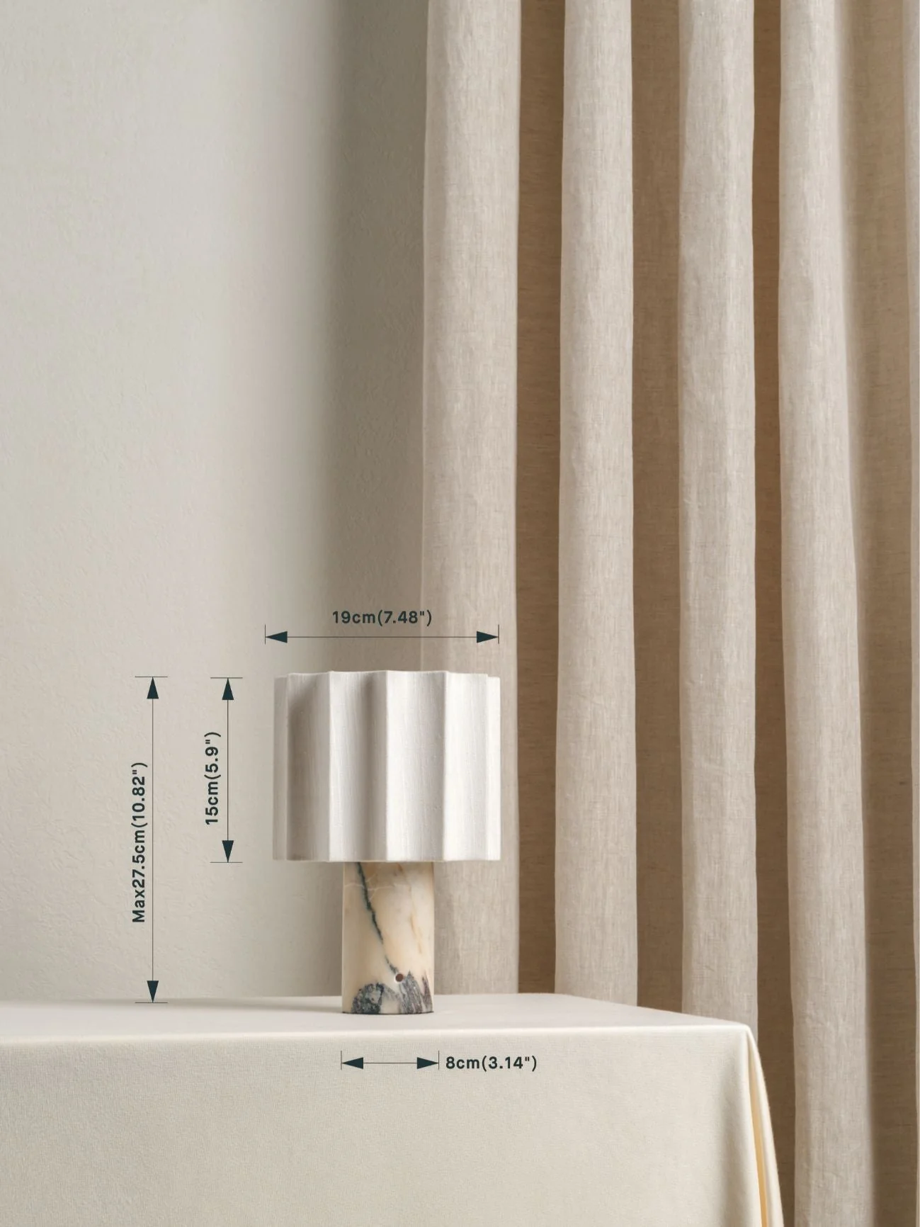 Valli - Viola Calacatta Marble And Linen Rechargeable Table Lamp - Image 8
