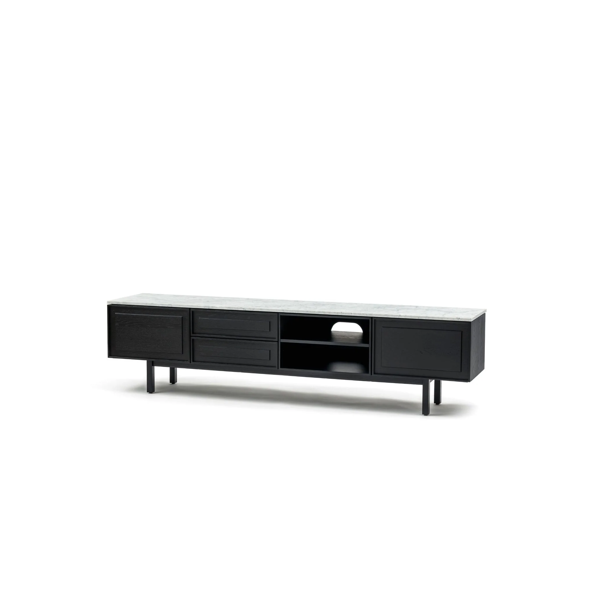 Yorke 220 Entertainment Unit - Black Oak & Bianca Carrara