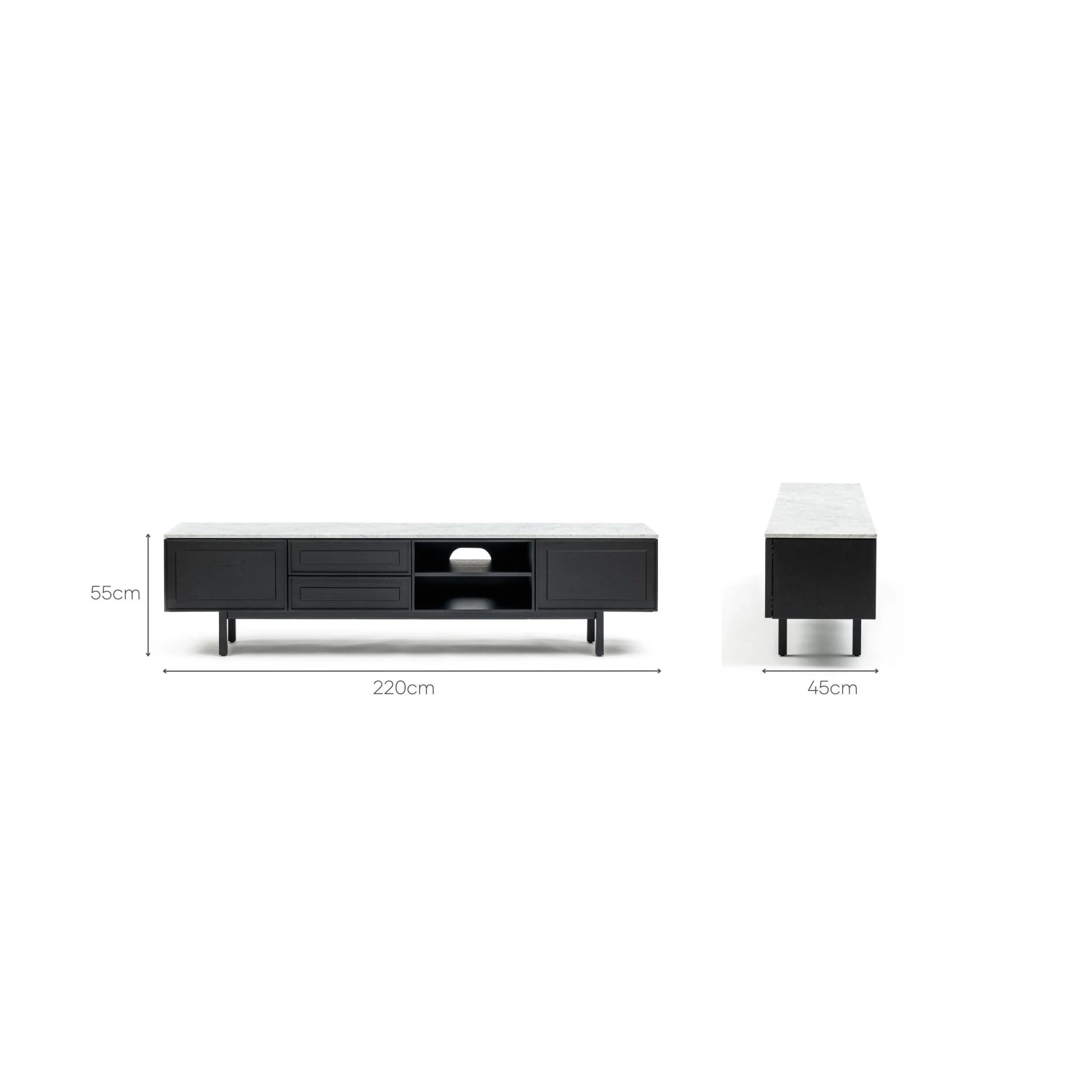 Yorke 220 Entertainment Unit - Black Oak & Bianca Carrara - Image 12