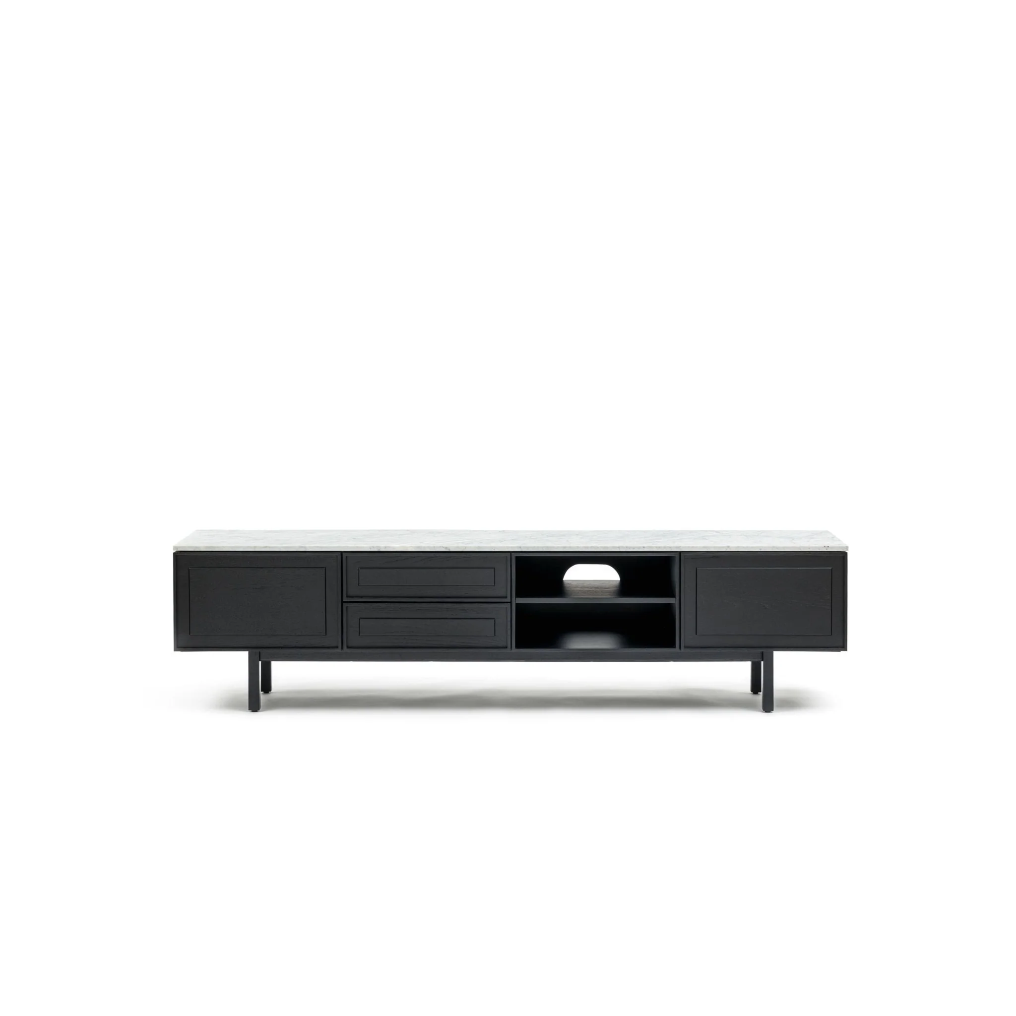 Yorke 220 Entertainment Unit - Black Oak & Bianca Carrara - Image 2