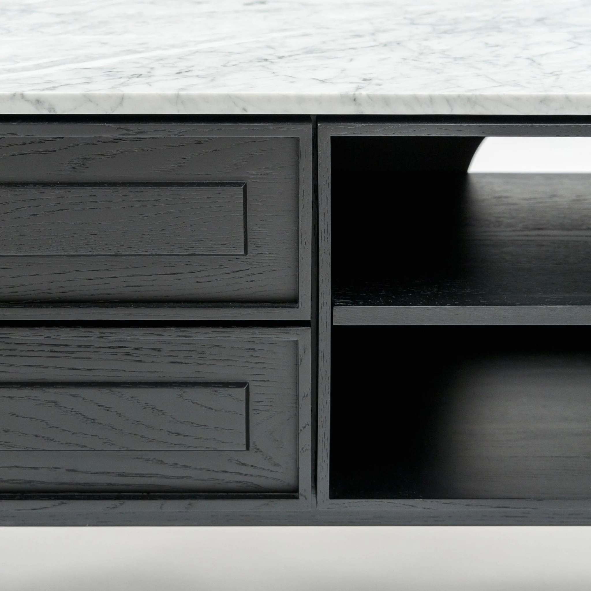Yorke 220 Entertainment Unit - Black Oak & Bianca Carrara - Image 7