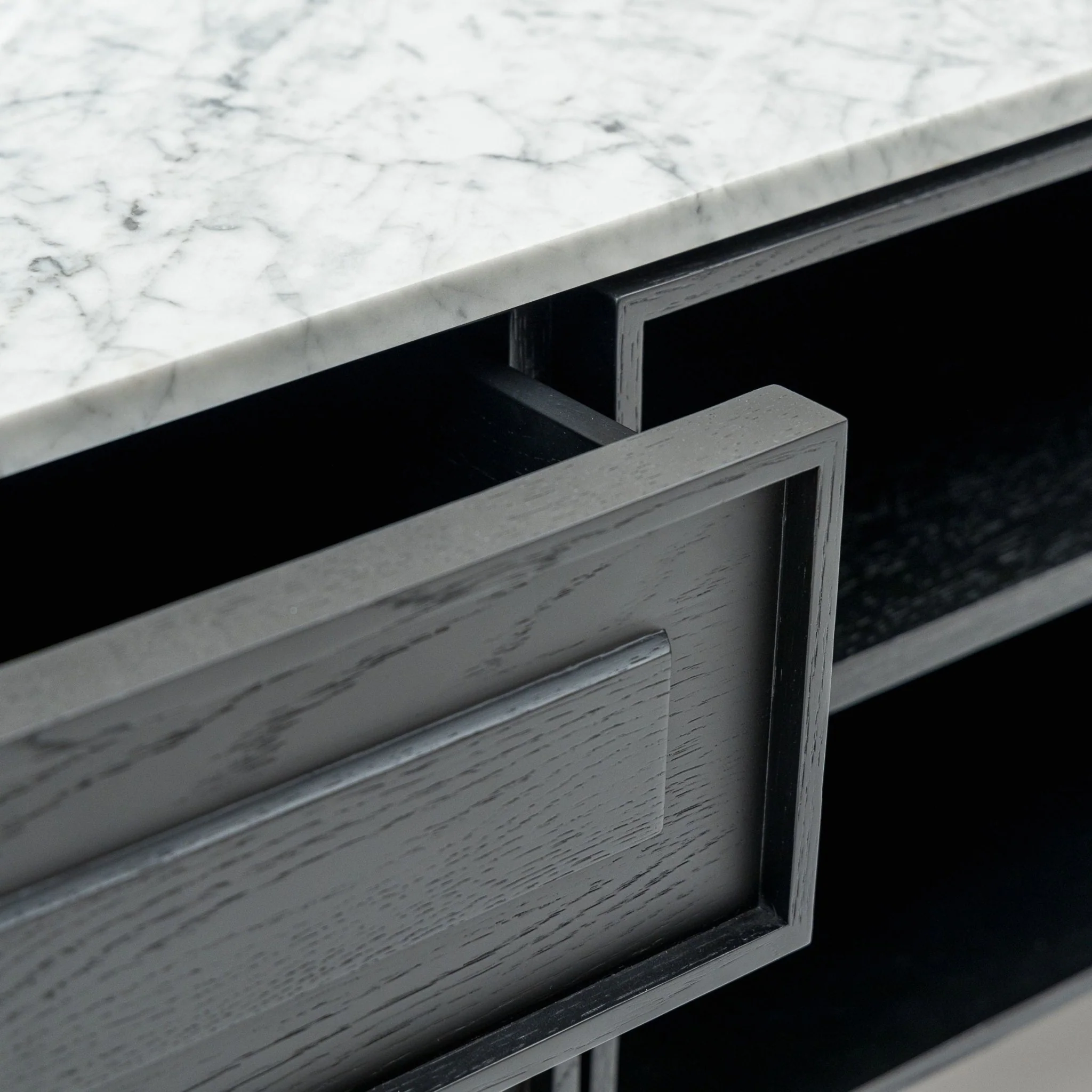 Yorke 220 Entertainment Unit - Black Oak & Bianca Carrara - Image 9