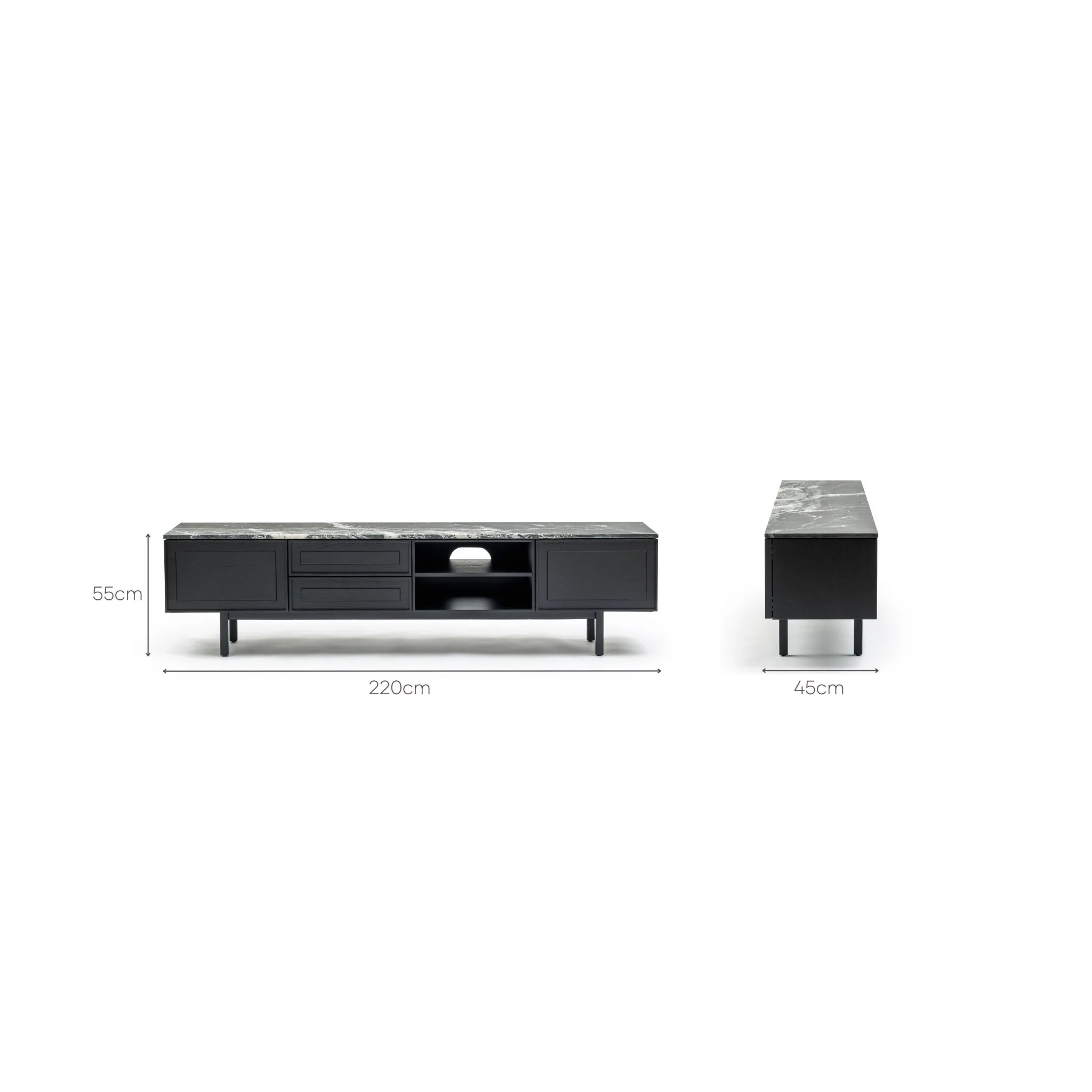 Yorke 220 Entertainment Unit - Black Oak & Nero Perlato - Image 16
