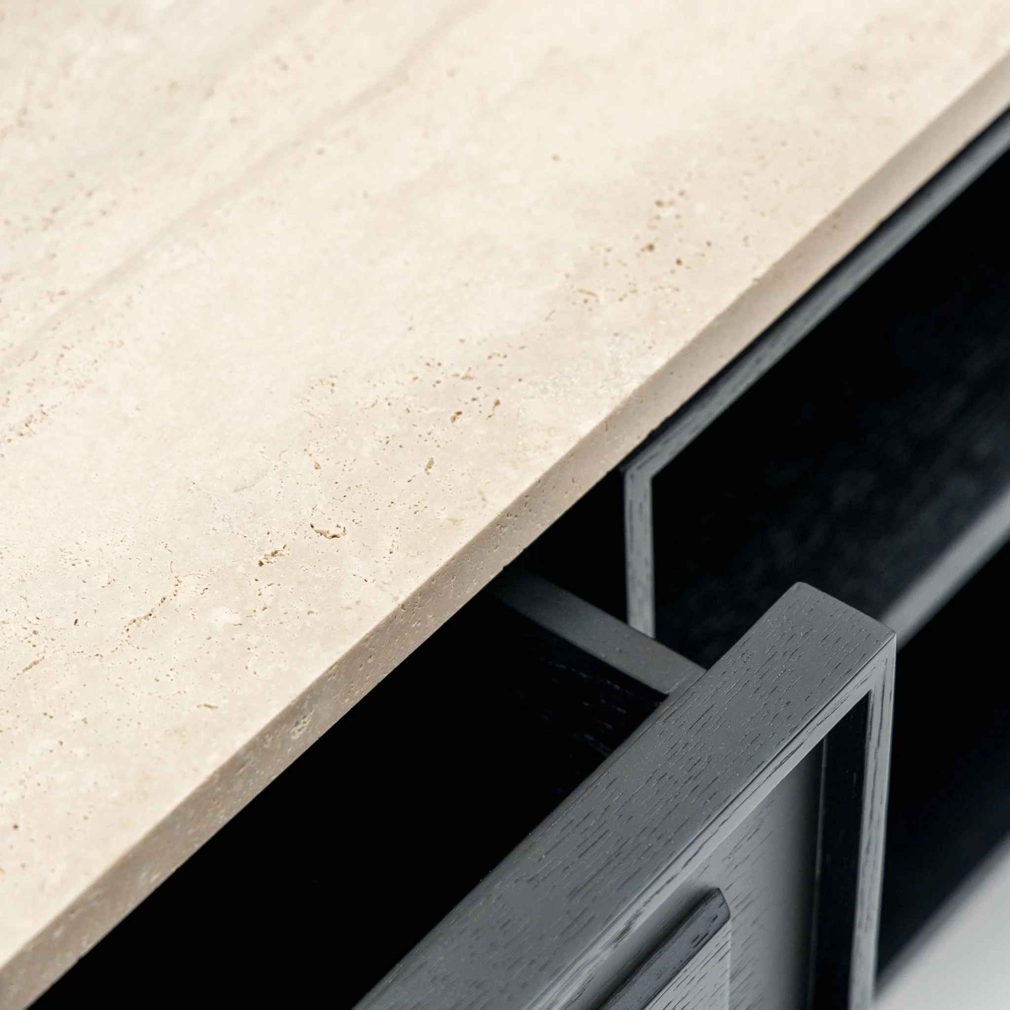 Yorke 220 Entertainment Unit - Black Oak & Travertine - Image 11