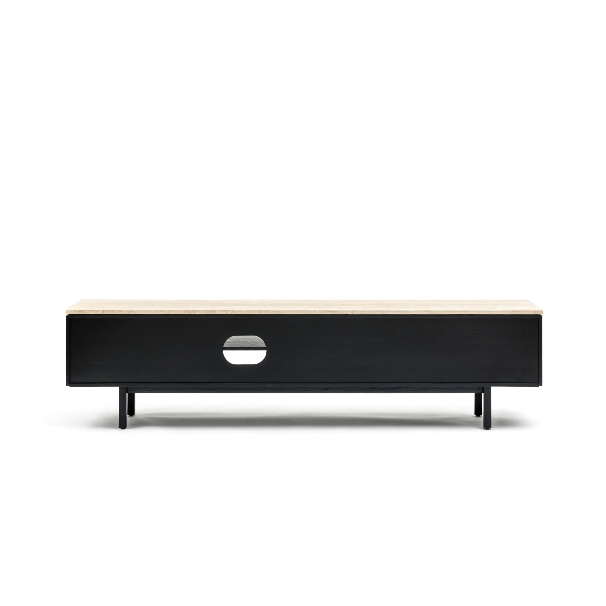 Yorke 220 Entertainment Unit - Black Oak & Travertine - Image 4