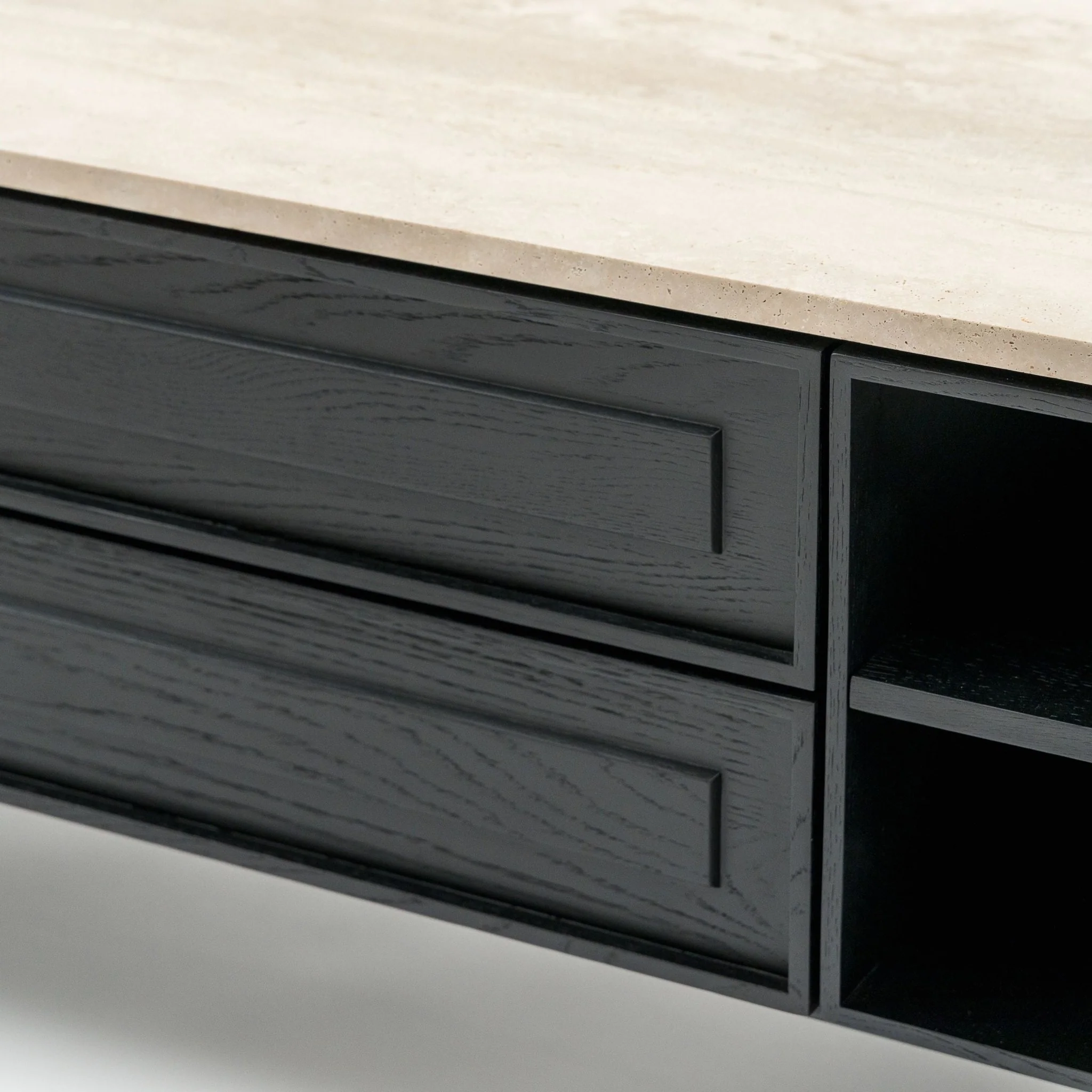 Yorke 220 Entertainment Unit - Black Oak & Travertine - Image 8