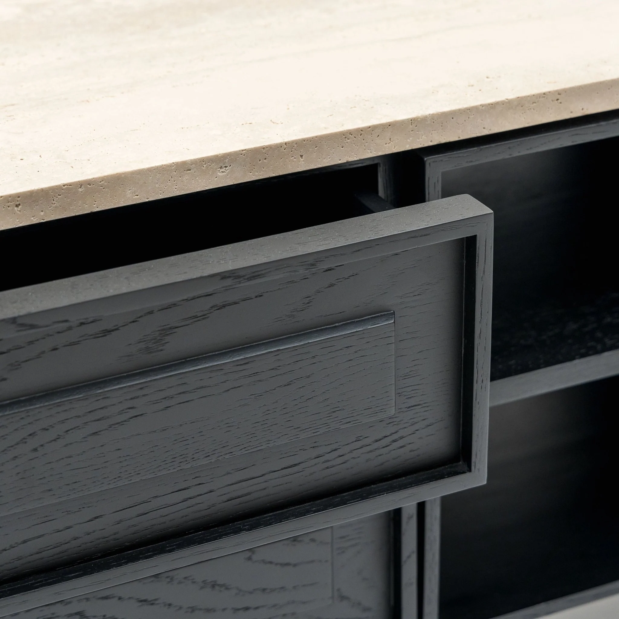 Yorke 220 Entertainment Unit - Black Oak & Travertine - Image 9