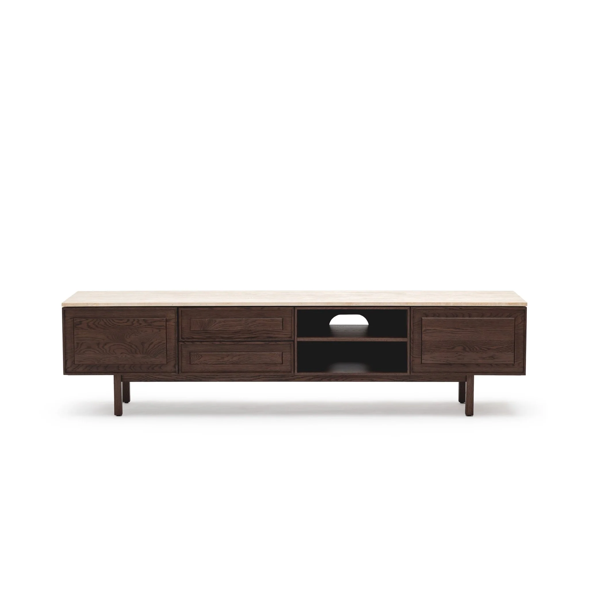 Yorke 220 Entertainment Unit - Espresso Oak & Travertine - Image 2