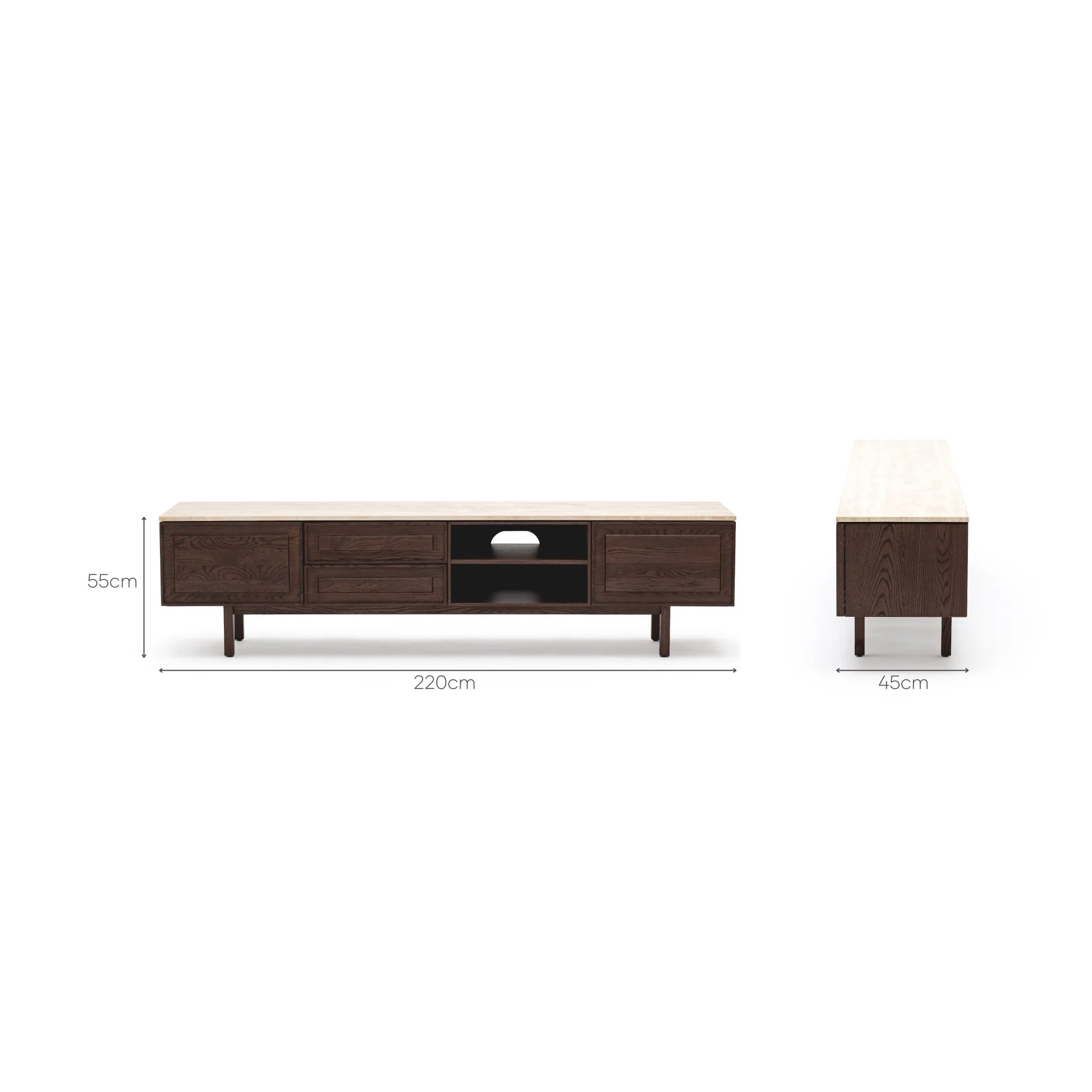 Yorke 220 Entertainment Unit - Espresso Oak & Travertine - Image 20