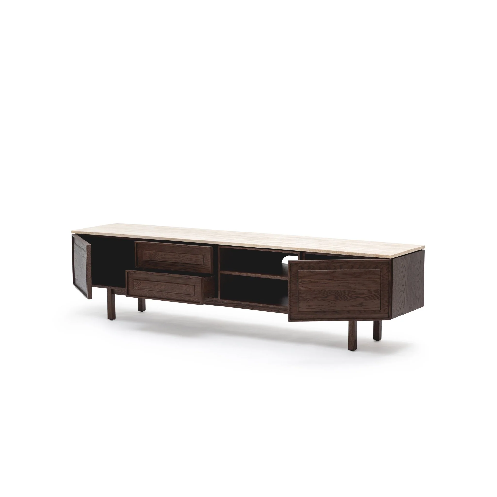 Yorke 220 Entertainment Unit - Espresso Oak & Travertine - Image 4