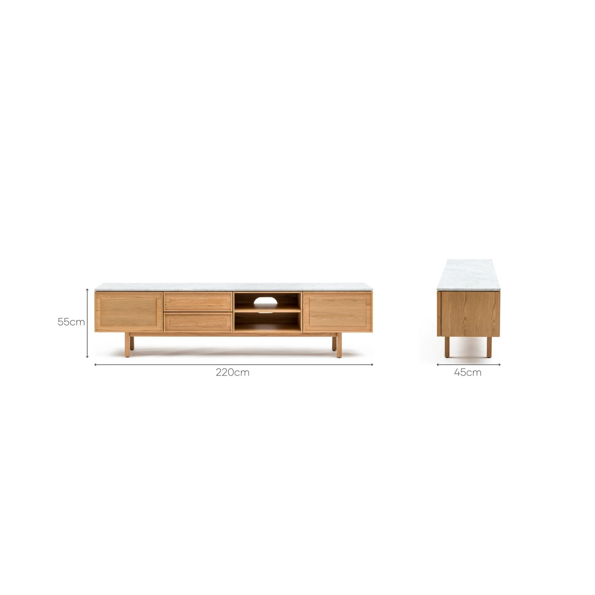 Yorke 220 Entertainment Unit - Light Oak & Bianca Carrara - Image 17