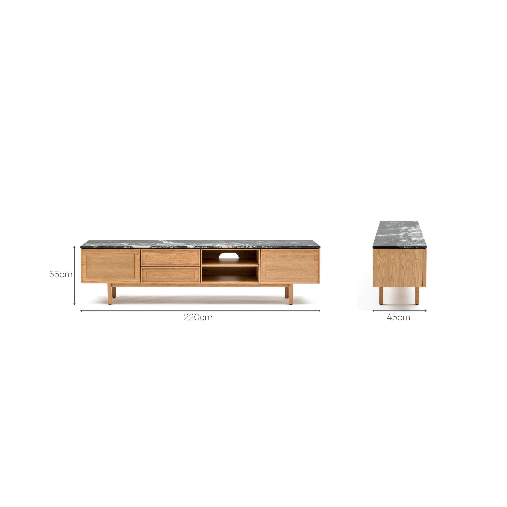 Yorke 220 Entertainment Unit - Light Oak & Nero Perlato - Image 16