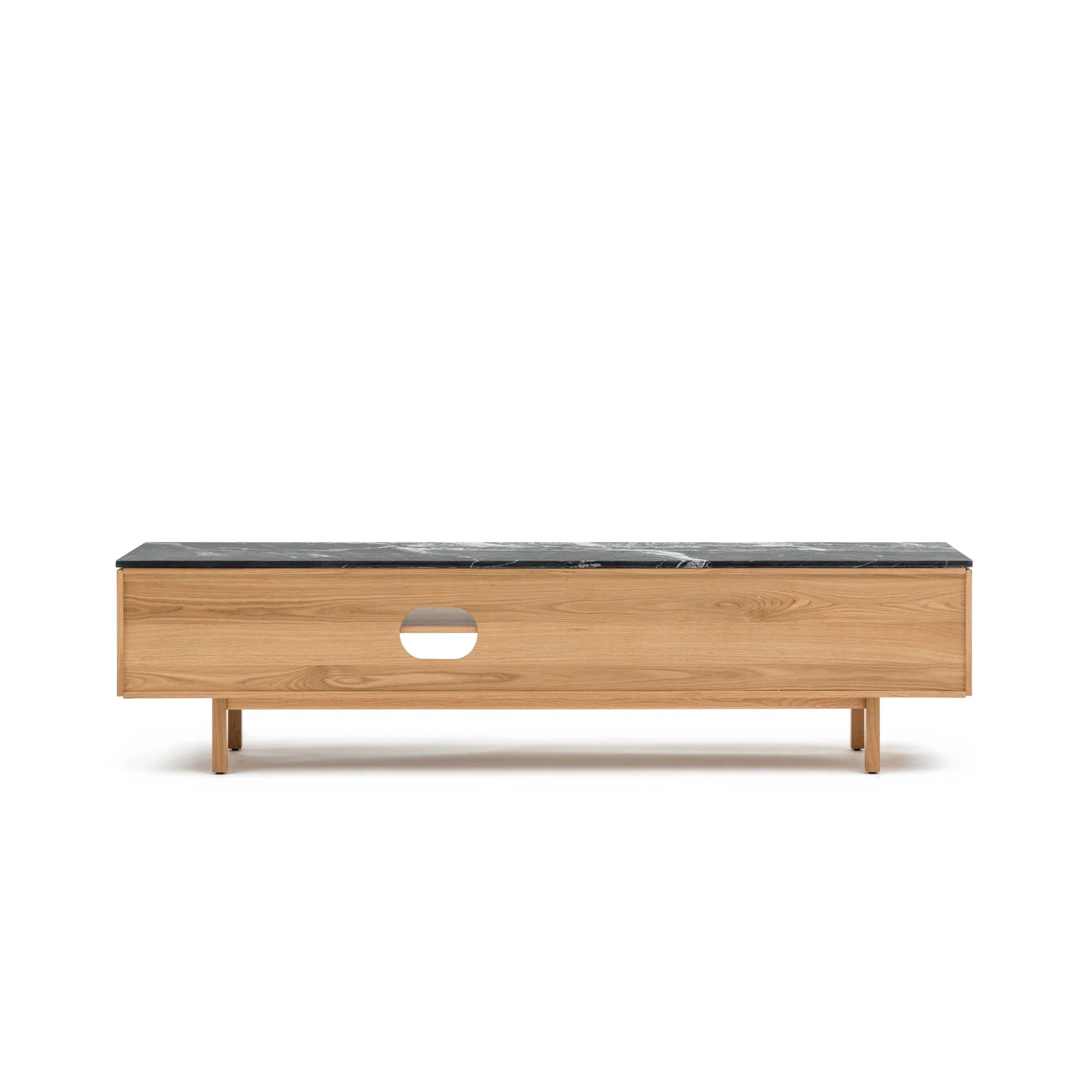 Yorke 220 Entertainment Unit - Light Oak & Nero Perlato - Image 4
