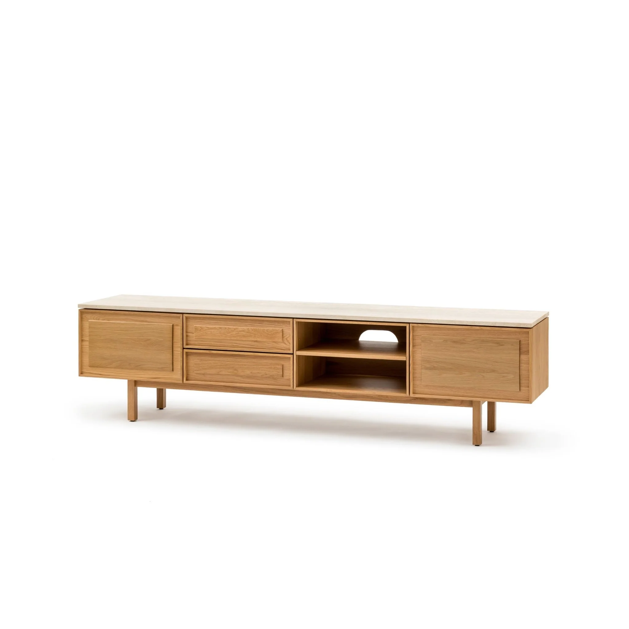 Yorke 220 Entertainment Unit - Light Oak & Travertine