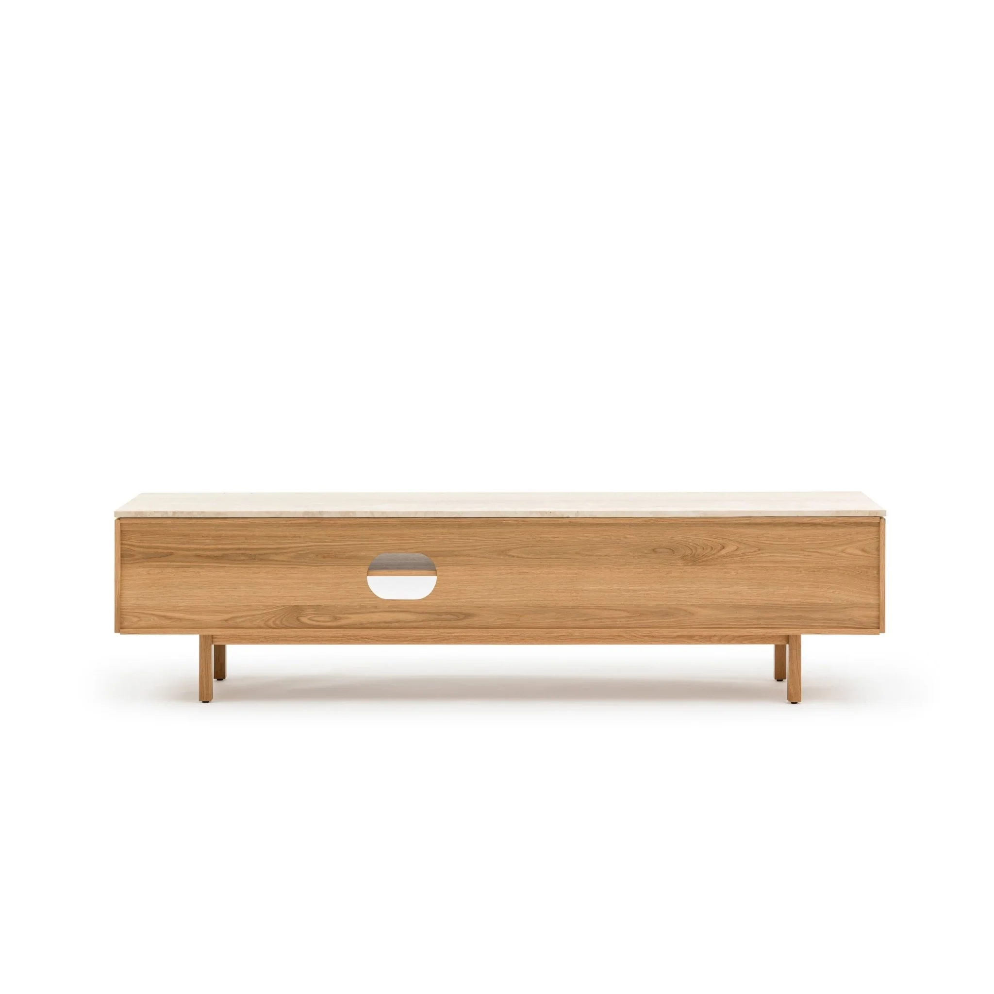 Yorke 220 Entertainment Unit - Light Oak & Travertine - Image 4