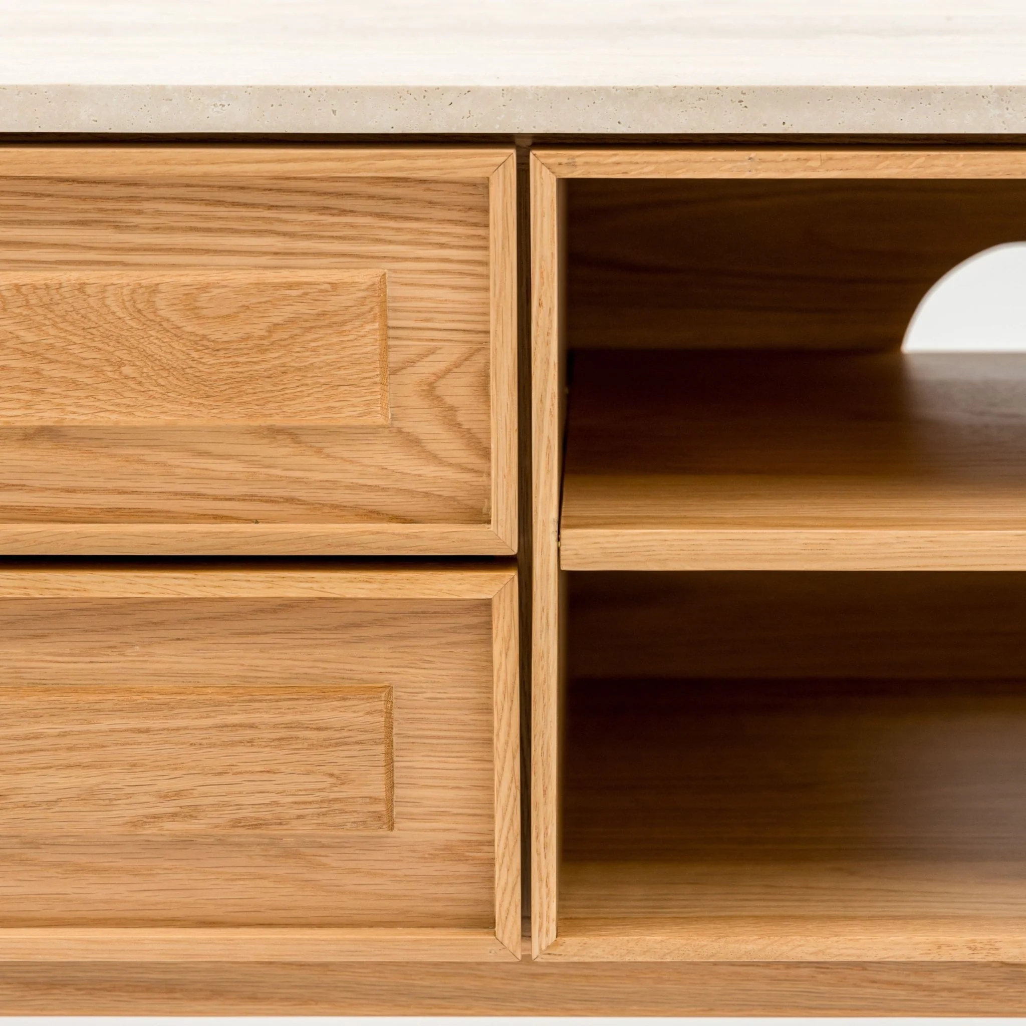 Yorke 220 Entertainment Unit - Light Oak & Travertine - Image 8