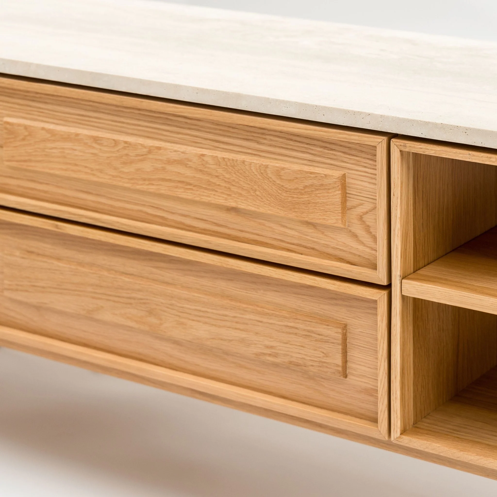 Yorke 220 Entertainment Unit - Light Oak & Travertine - Image 9