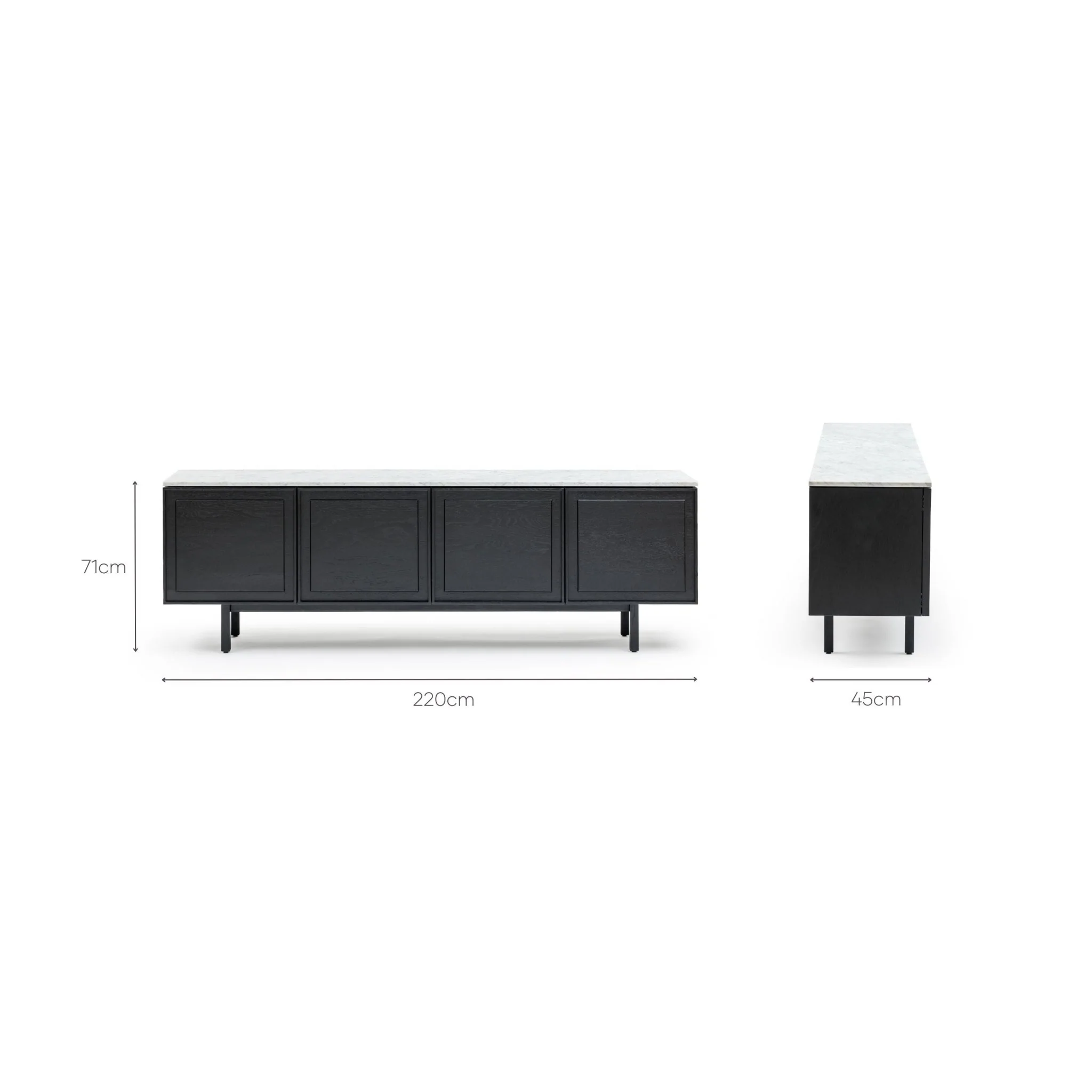 Yorke 220 Sideboard - Black Oak & Bianca Carrara - Image 13