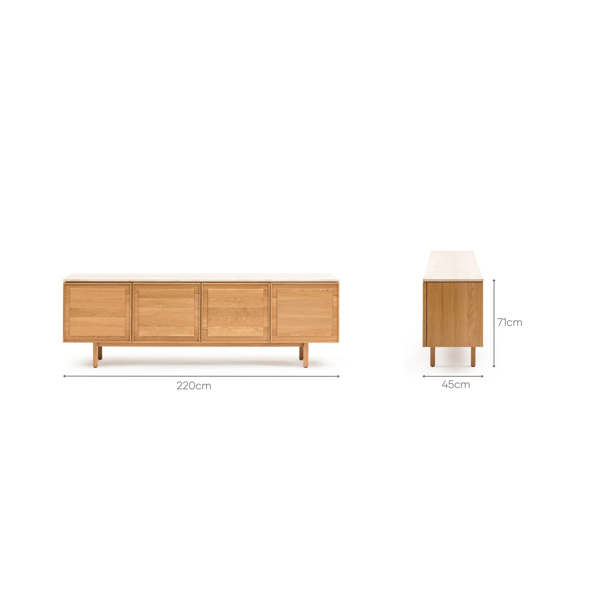 Yorke 220 Sideboard - Light Oak & Travertine - Image 13