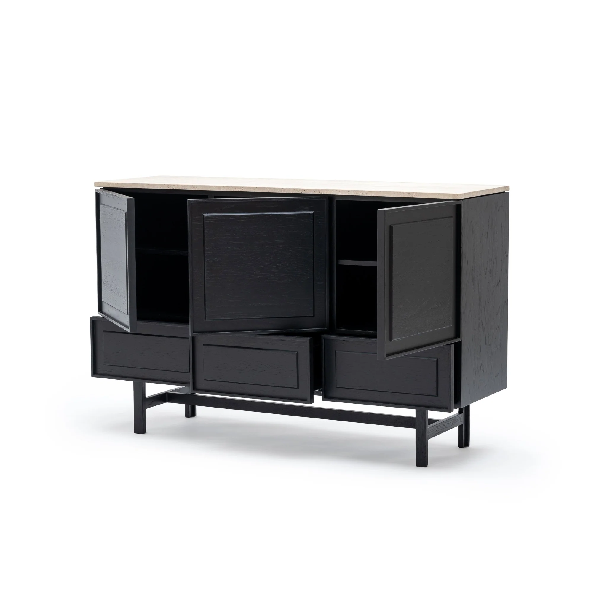 Yorke Highboard - Black Oak & Travertine - Image 15