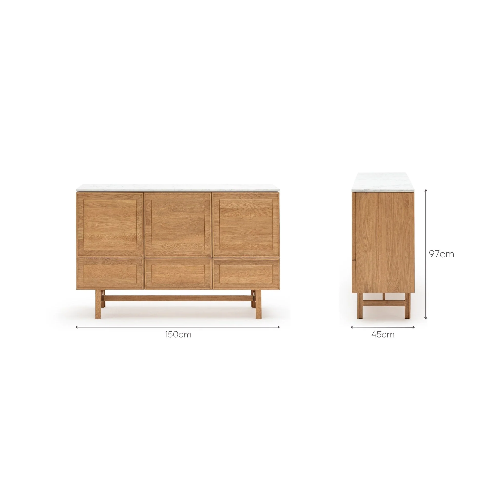 Yorke Highboard - Light Oak & Bianca Carrara - Image 26