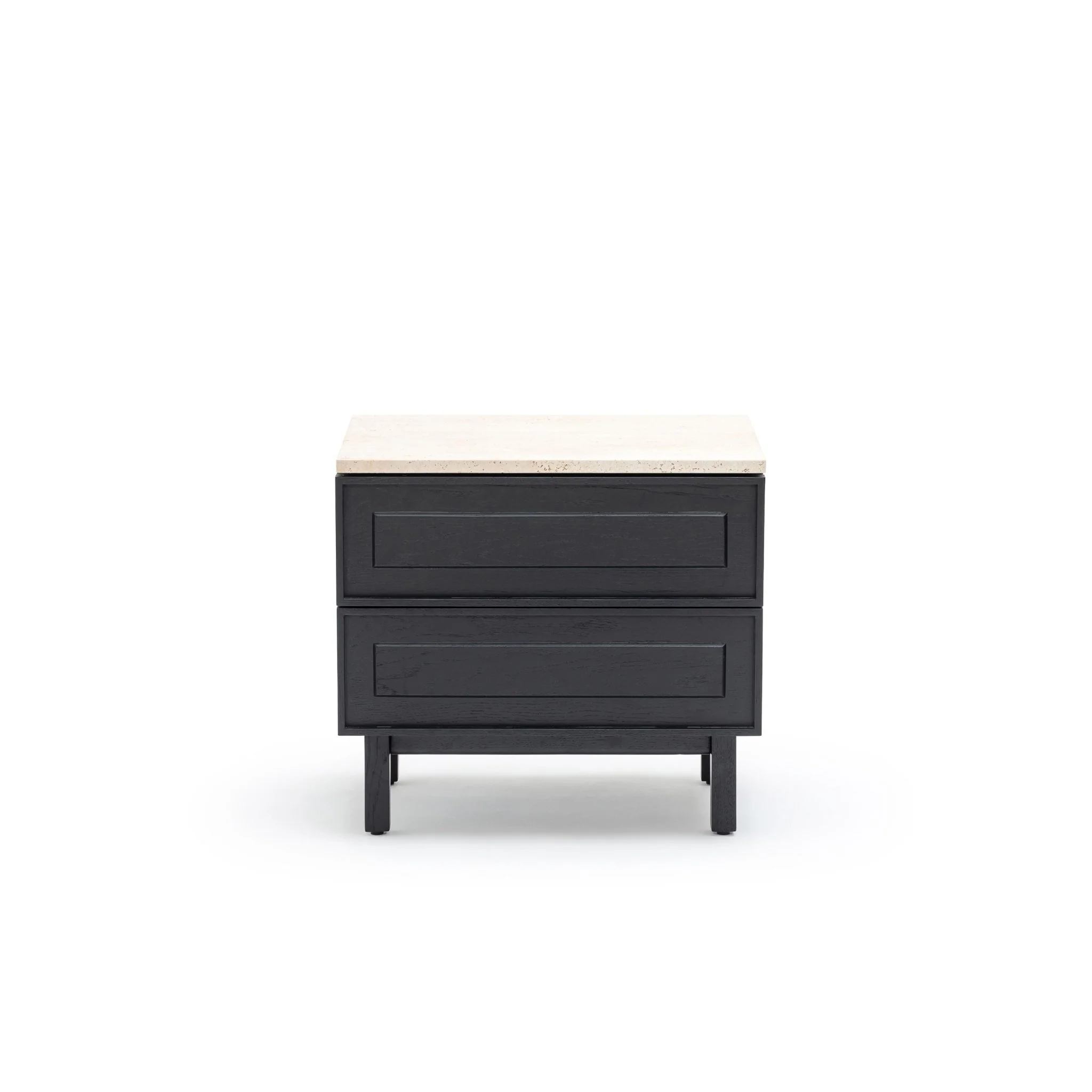 Yorke Nightstand - Black Oak & Travertine